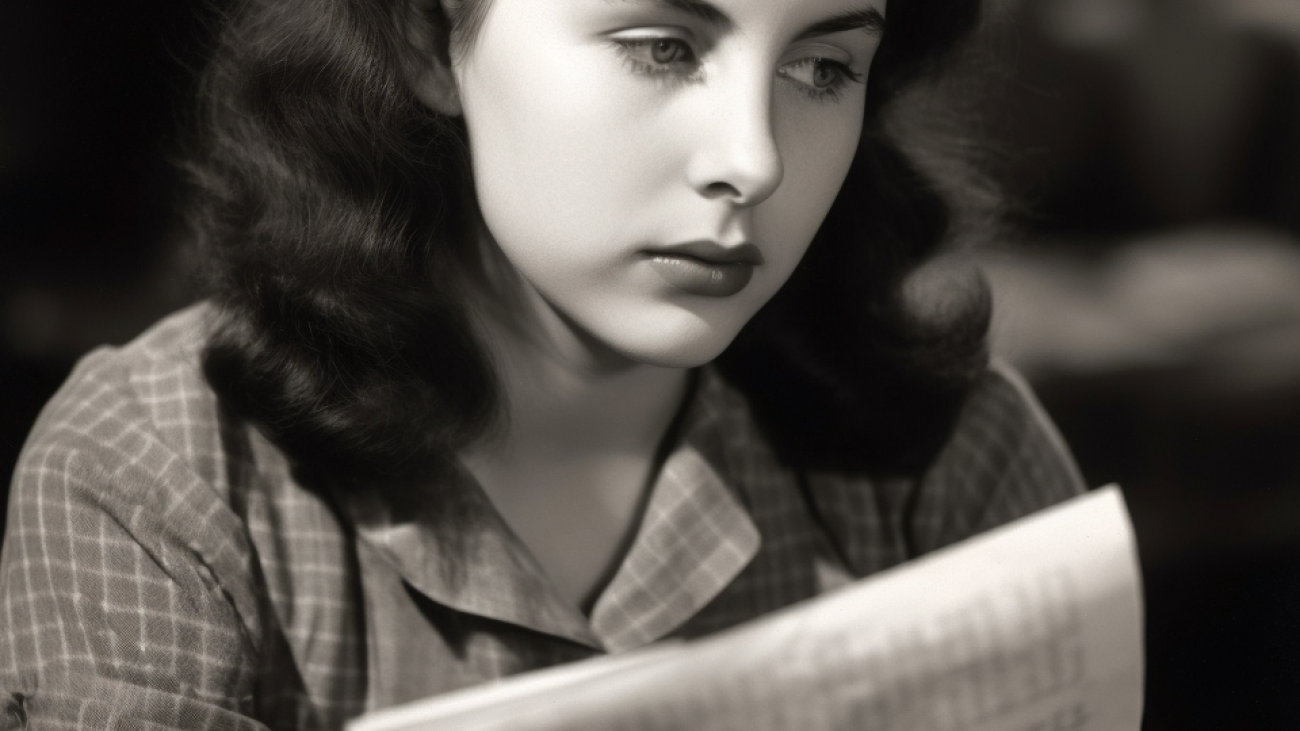 Young actress contemplating a script