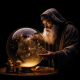 Alchemist pouring SEO liquid into digital globe