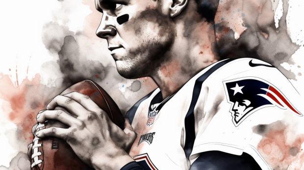 Illustration of Tom Brady throwing a football